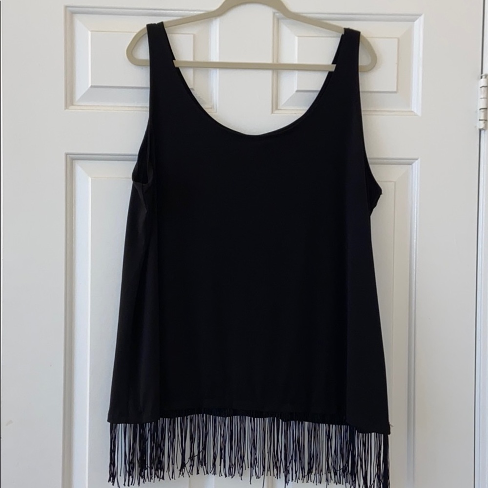 LANE BEYANT tank top w/a fun fringed hemline
